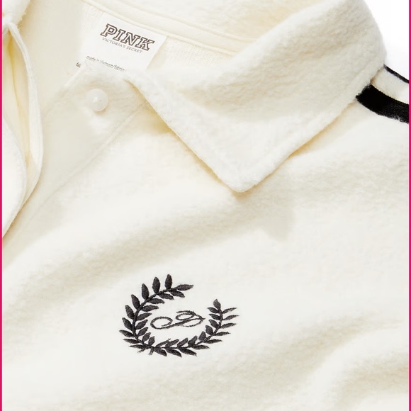 PINK by Victoria’s Secret Cropped Pullover in Cream and Black Color, Sz L - Picture 2 of 11